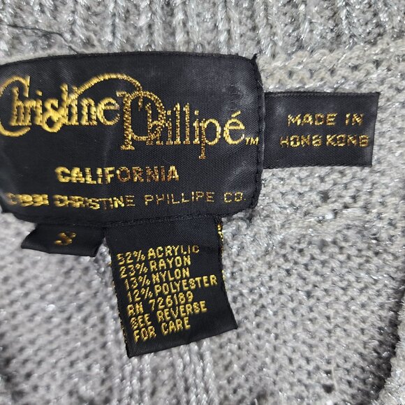 Vintage Christine Phillipe Silver Beaded Sweater With Sparkle & Shoulder Pads - Picture 4 of 8